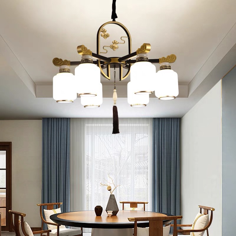 新中式吊灯客厅灯现代简约灯罩朝下中国风餐厅卧室创意大堂大厅灯