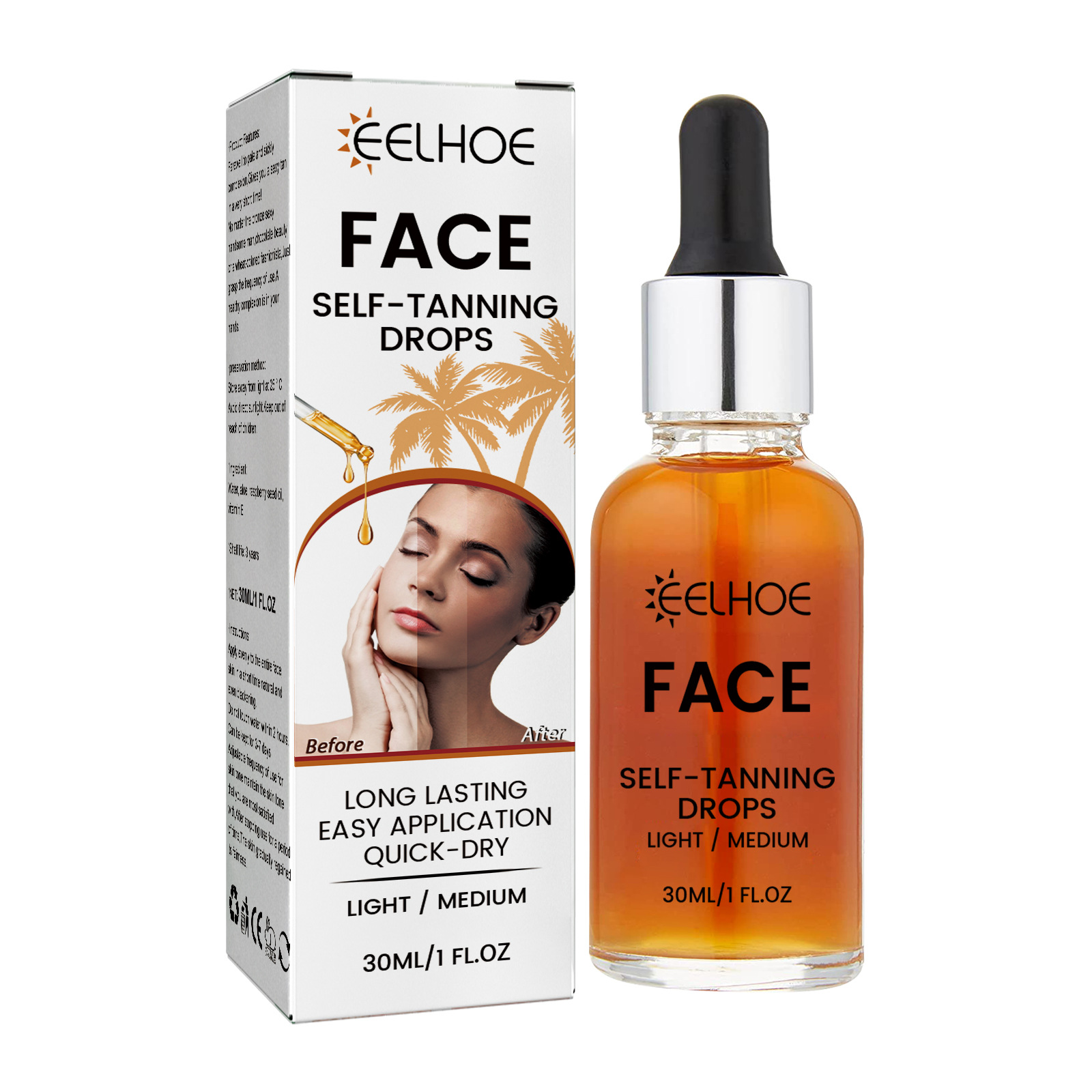 Eelhoe Facial Help Black Essence Natural Fashion Wheat Color Bronze Color Skin Care Help Black Liquid