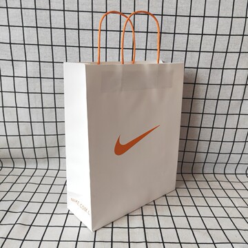 现货 耐克nike环保纸提绳白牛皮纸袋手提袋 鞋盒服装购物袋可加印