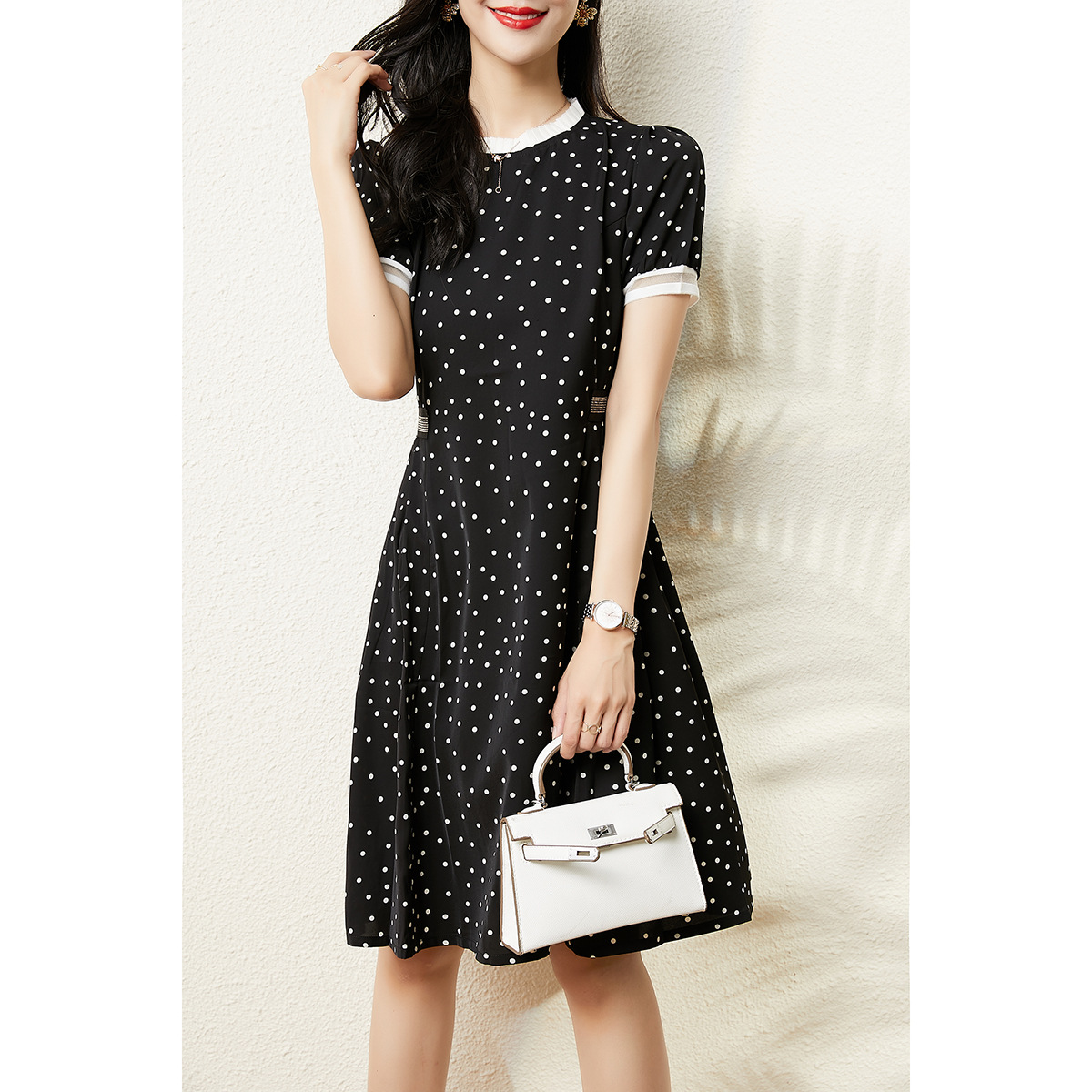 雪纺直筒连衣裙子图片