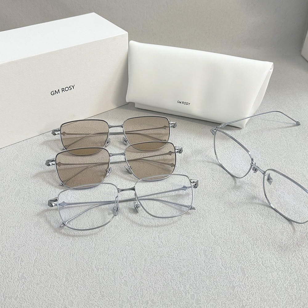 24新款款纯钛gm眼镜框素颜男女款个性方框防紫外线academ近视眼镜
