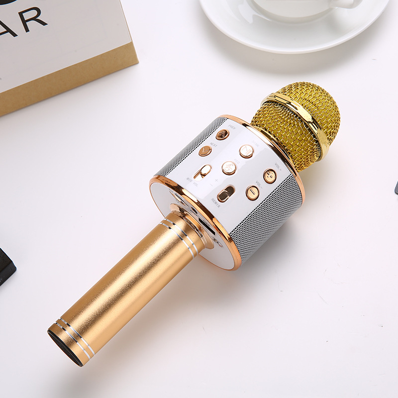 Ws858 Mobile Phone Gadget for Singing Songs Karaoke Wireless Bluetooth Condenser Microphone Children's Song Live Stream Microphone Audio Integrated