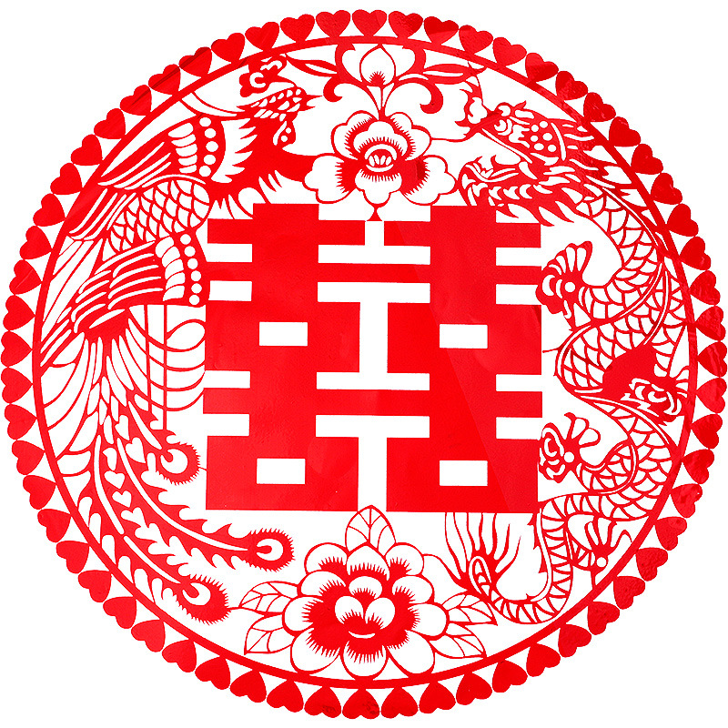 结婚庆用品窗户贴纸静电贴喜字婚房装饰布置双喜字门花贴玻璃剪纸