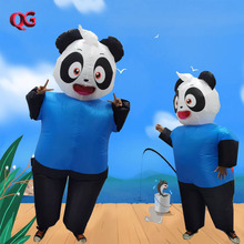 跨境热销蓝黑色大熊猫充气服角色扮演充气玩儿服卡通行走人偶服