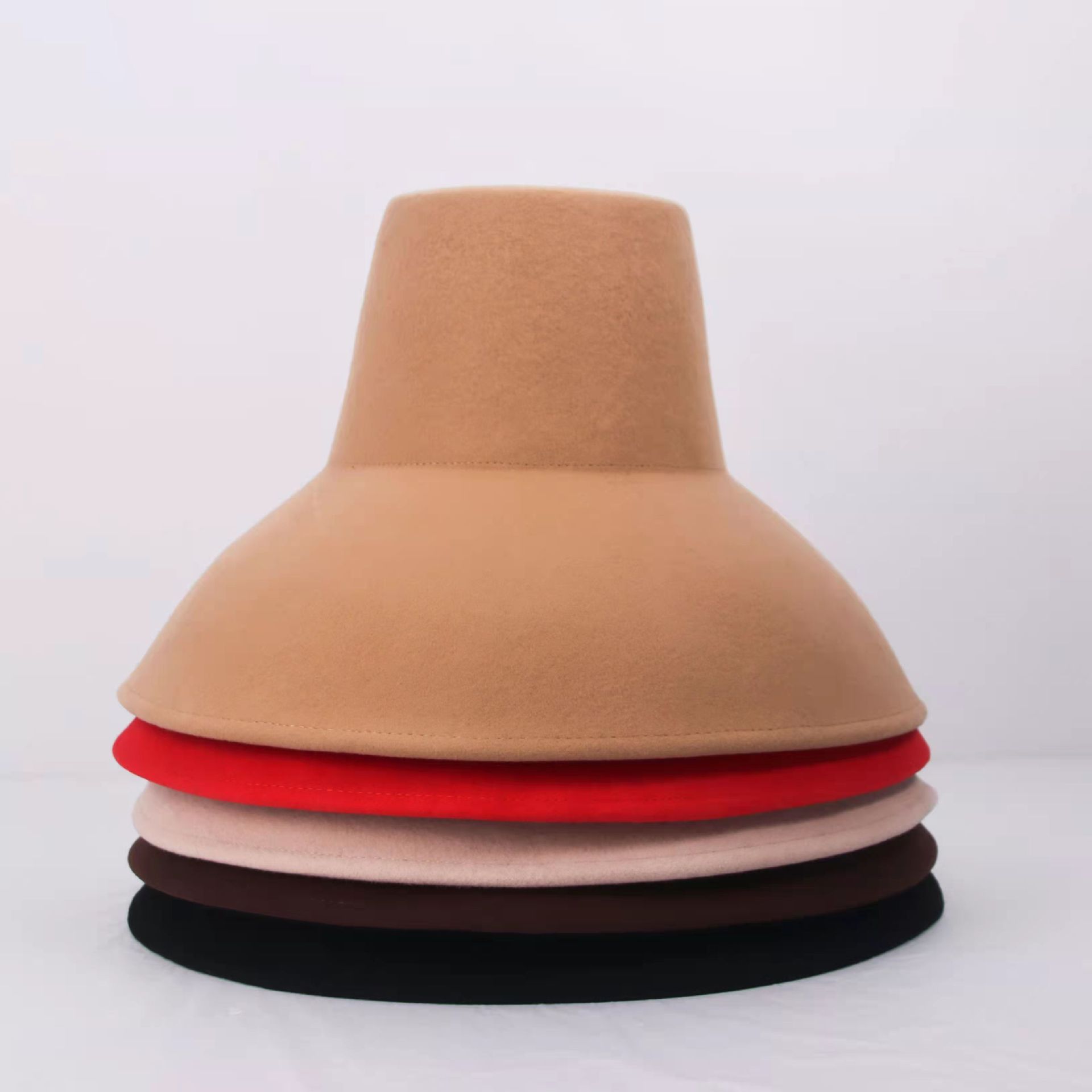 新款复古欧美风礼帽高顶下折檐羊毛呢毡帽户外出游街拍