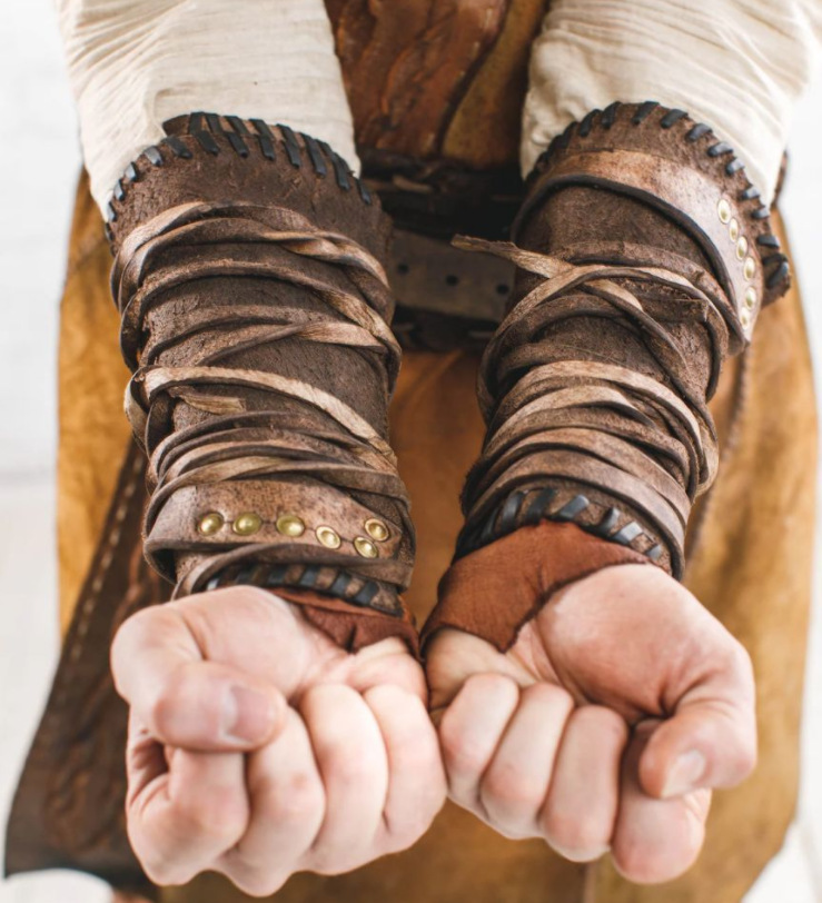 中世纪欧洲武士pu皮绑带护腕护具舞台剧表演cosplay摄影写真道具