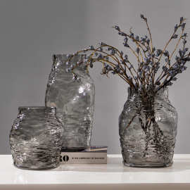 简约北欧欧式几何玻璃花瓶样板间轻奢摆件创意家居软装饰品花艺