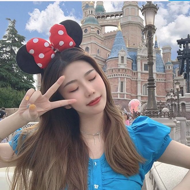 Disney Minnie Mickey Bow Headband Headband Sweet Hair Accessories Mickey Mouse Hairpin Internet Hot Headdress Fashion