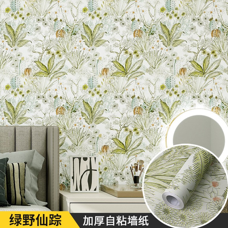 Self-Adhesive Wallpaper Waterproof Thickened Pastoral Printing Living Room Bedroom Clothing Store Live Background Wall Wallpaper Factory Wholesale