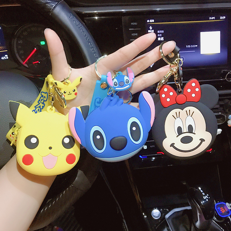 Cartoon Cute Pikachu Key Chain Silicone Coin Purse Wholesale Schoolbag Pendant Stitch Keychain Small Gift