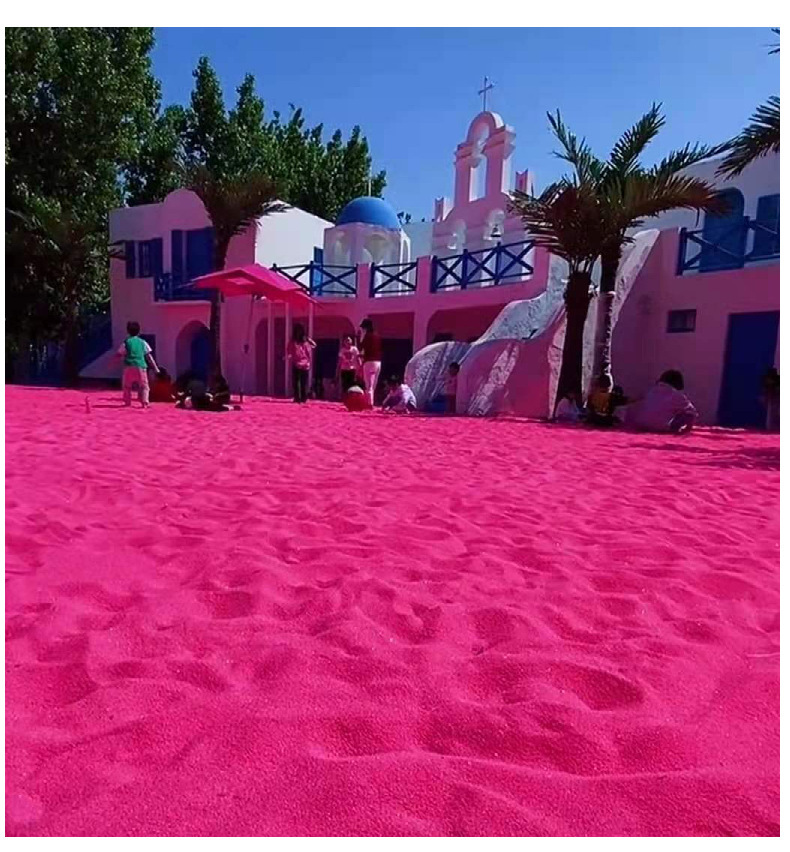 批发染色彩砂网红沙滩粉色沙人造沙滩粉红砂景区造景粉色沙滩沙