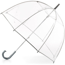 亚马逊手动塑胶弯柄直杆透明泡泡伞防风纤维8骨长柄广告雨伞厂家