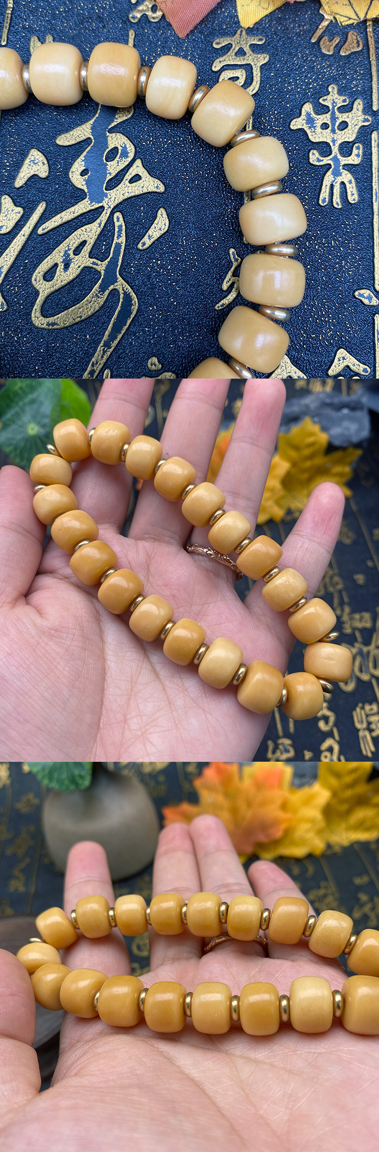 仿抹香鲸牙手串桶珠算盘珠文玩手链牛骨工艺品佛珠配饰厂家批发