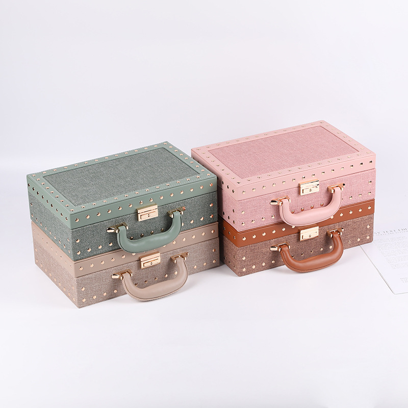 Pu Single-Layer Compartment Jewelry Box Korean Simple and Portable Portable Jewelry Storage Box Watch Earring Storage Box Storage Box