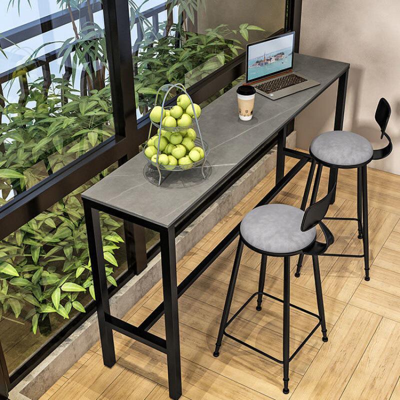 岩板吧台轻奢桌阳台桌椅组合家用酒吧咖啡奶茶店桌椅靠墙高桌