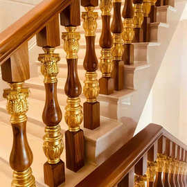 佛山 实木楼梯原木扶手踏步别墅复式孤形家用旋转阁楼护栏