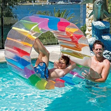 水上充气滚轮滚筒玩具浮板彩色轮,泳池滚轴适合儿童成人户外使用