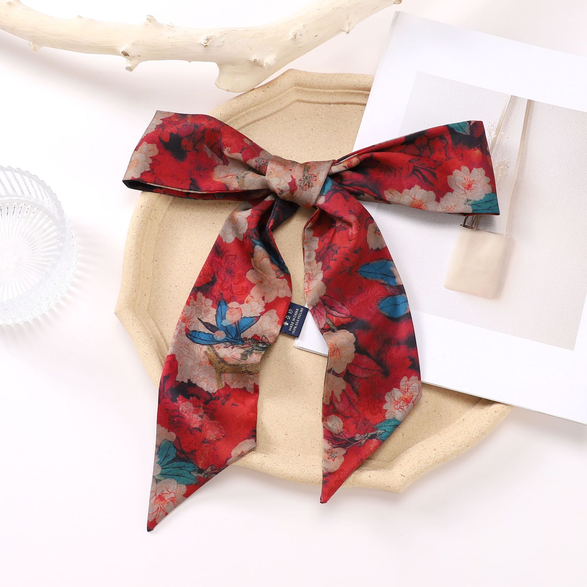 Xiangyun Yarn Flower Rose Hair Band Ribbon Artificial Silk Women's Scarf Scarf Scarf Diagonal Scarf Arm Bag Factory Wholesale