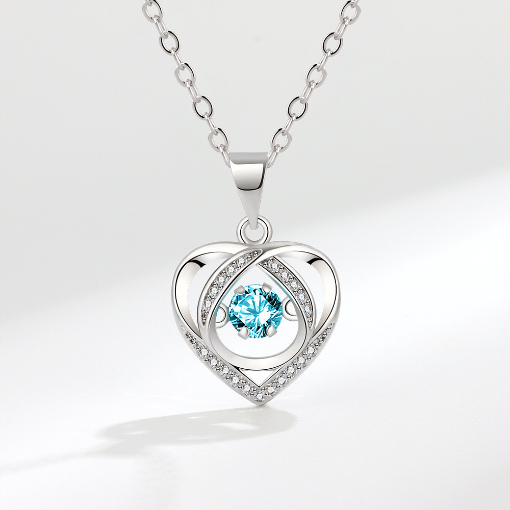 跳动的心项链女 韩版气质灵动心形锁骨链情人节礼物吊坠一件代发