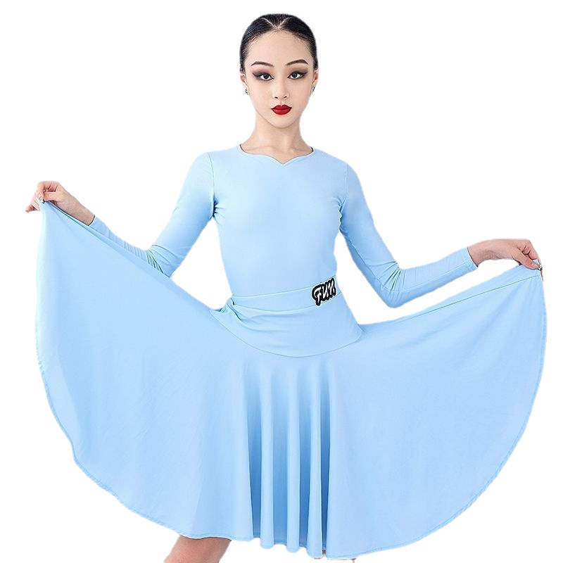 拉丁舞服装新款比赛服女儿童大摆裙大童规定比赛服练功舞蹈服装