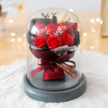 520情人节礼物母亲节皂花玫瑰花束成品玻璃罩礼盒送女友礼品批发