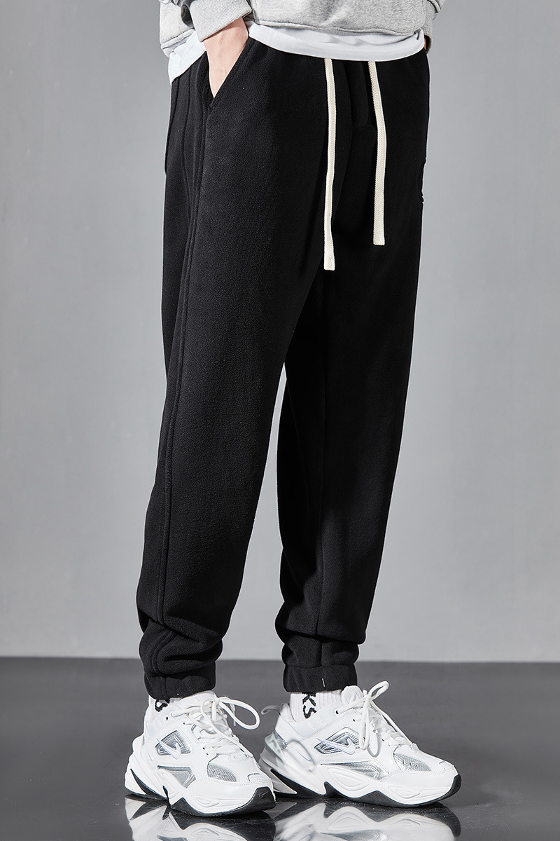 奥粒绒裤子男秋冬季加厚款潮牌宽松束脚保暖运动卫裤男士休闲长裤