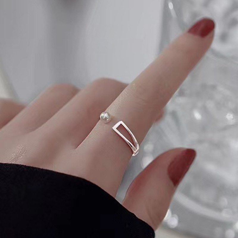 diy珍珠配件 s925纯银简约秀气戒指指环手饰空托 半成品手工戒托