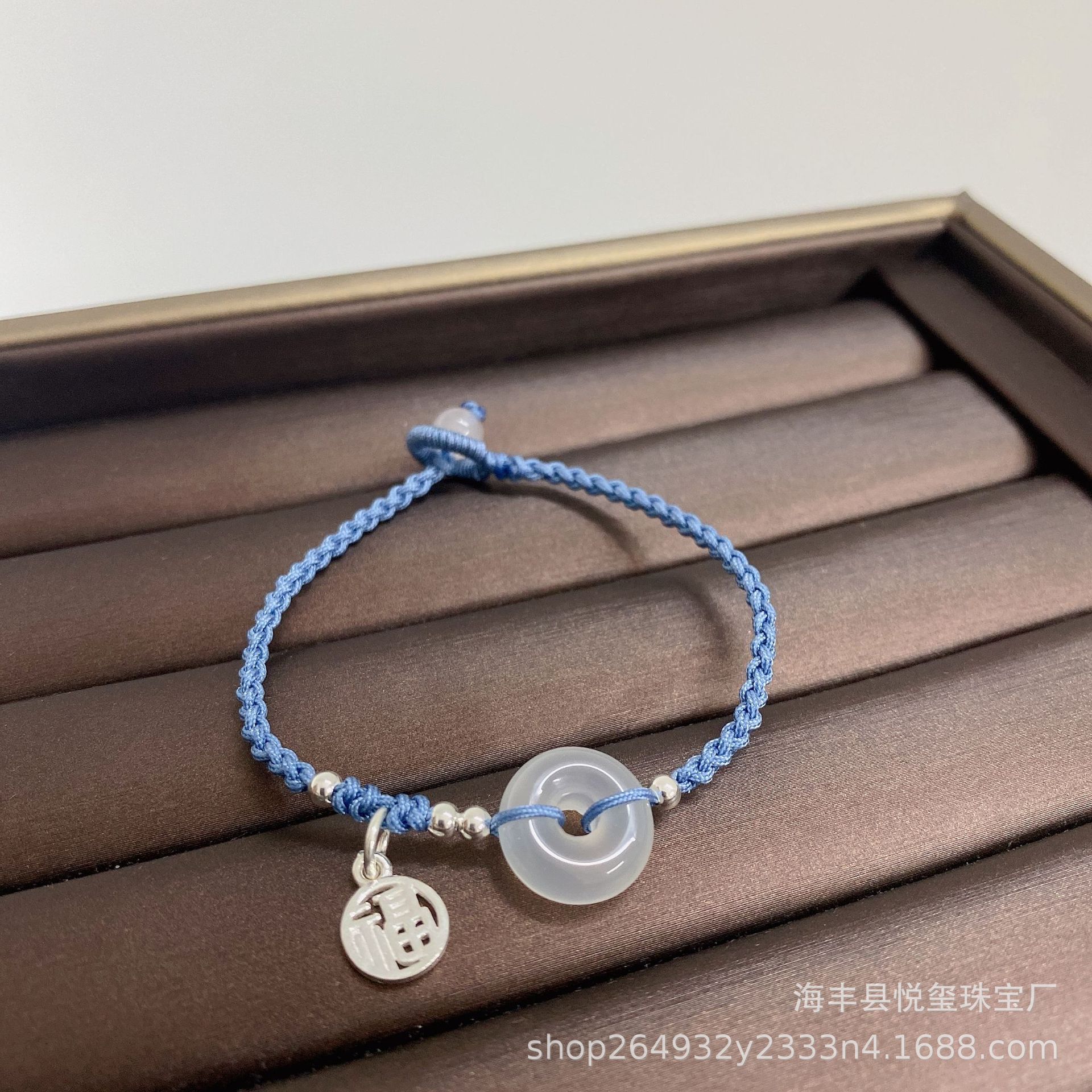 玛瑙荔枝冻玉髓平安扣编绳手链爆款手工编织款s925银 14k保色简约