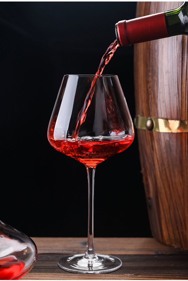 大号勃艮第红酒杯家用奢华创意水晶玻璃大肚醒酒器葡萄高脚杯酒杯-阿