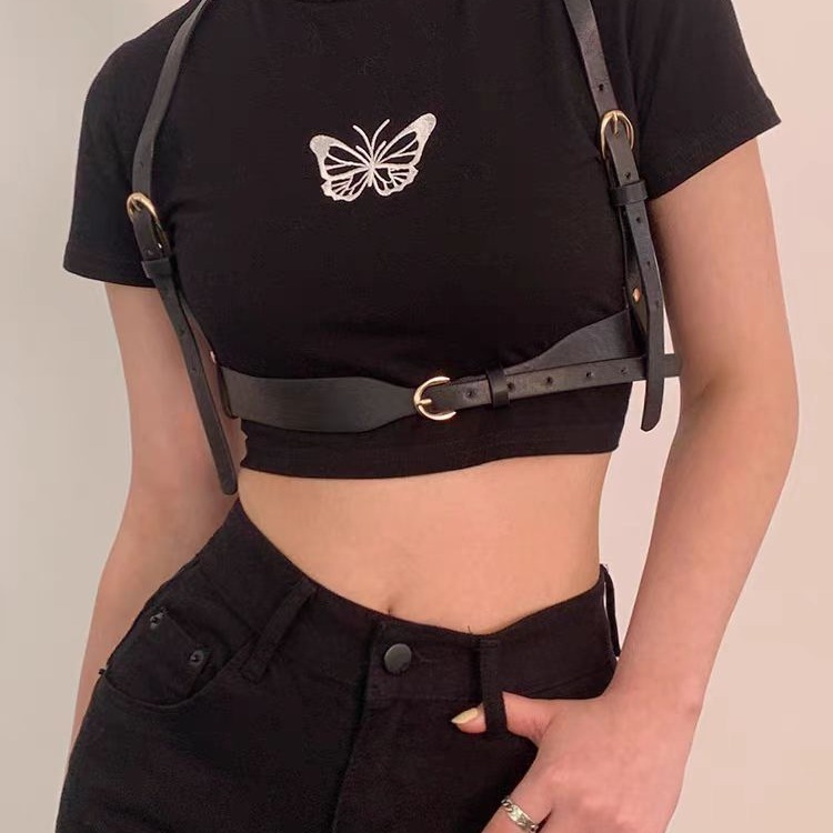 Adult Sex Product Sexy Black Leather Bondage and Discipline Multiple Trendy Wild Adjustable Waist-Tightening Clothes