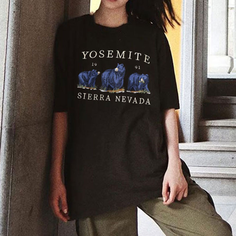 2023夏季新款韩版明星同款工厂直批时尚潮三只小熊宽松短袖t恤女