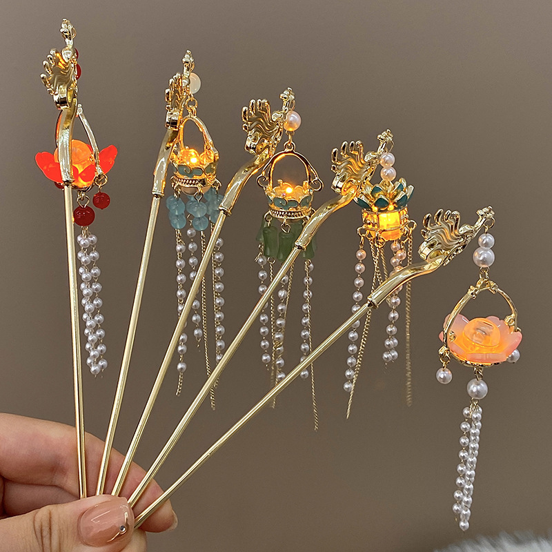 glowing lotus gd hairpin female ancient style han chinese clothing cheongsam hairpin lotus hair clasp super fairy updo pin