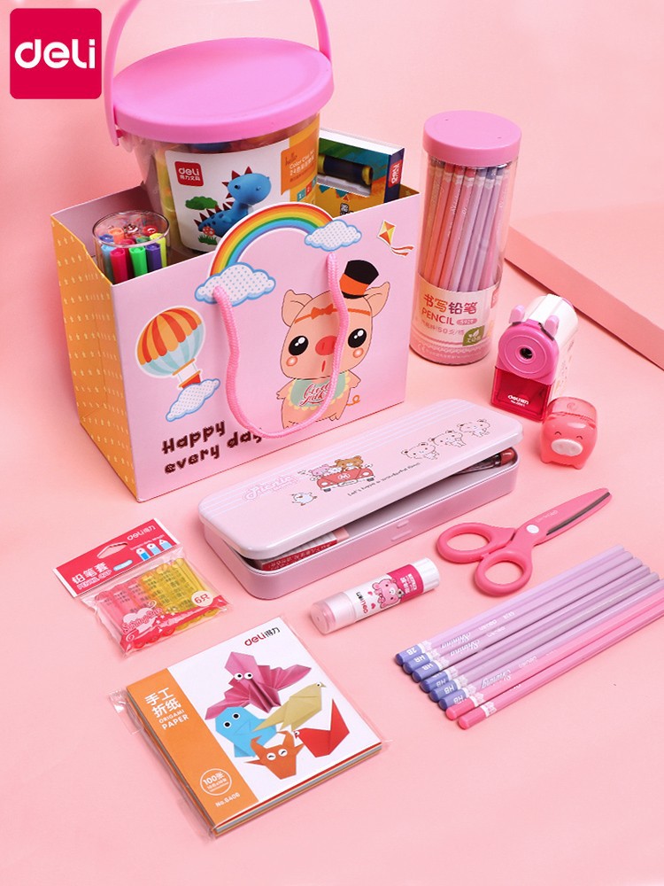 Deli Stationery Set Kindergarten Children Graduation Children's Day Gift Wholesale Stationery School Supplies Primary School Students Blind Box