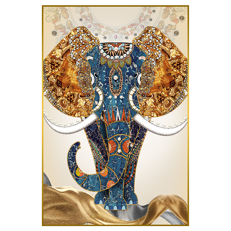 轻奢大气走廊尽头装饰画美式风格大象墙上挂画镇宅大幅玄关进门画