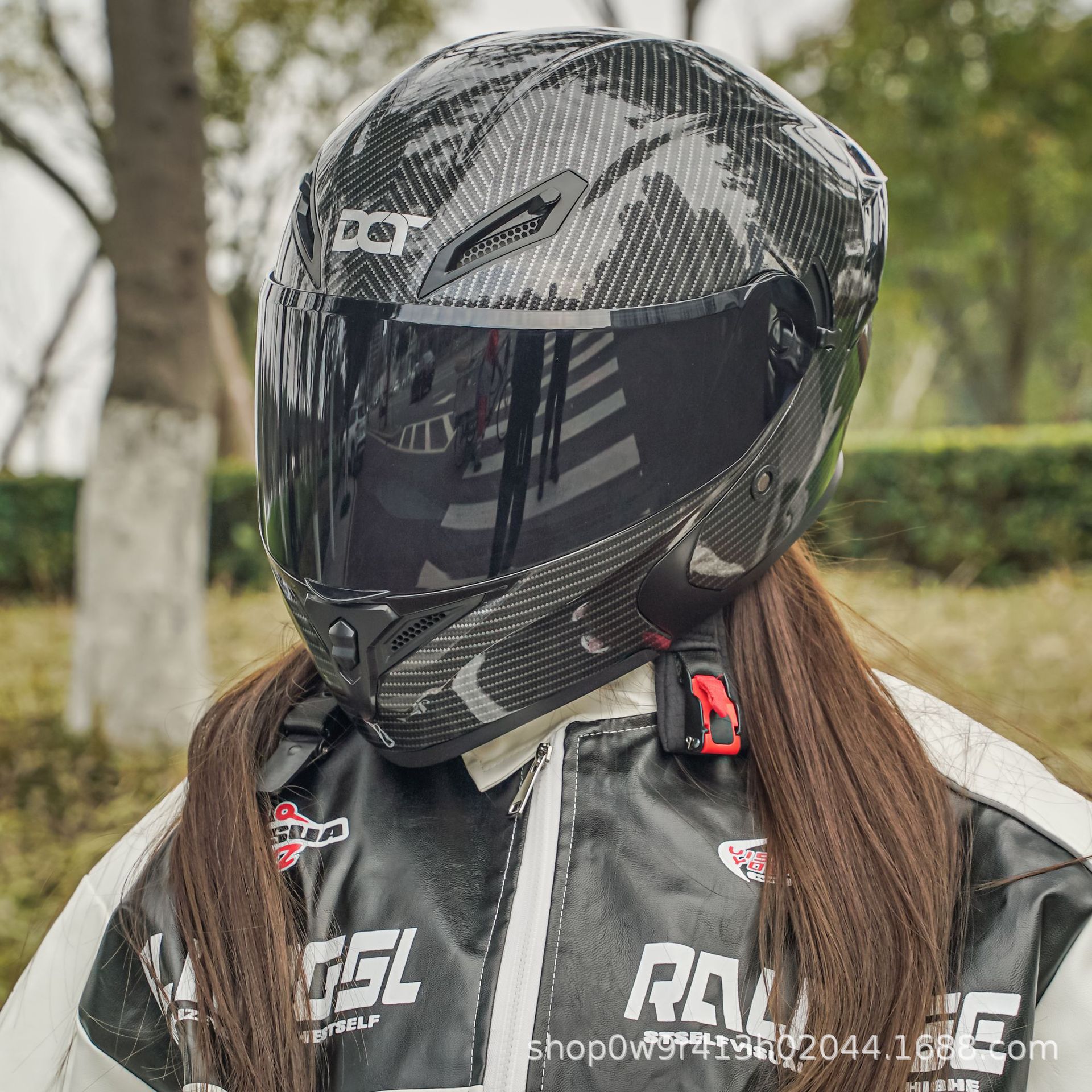 dot摩托车头盔男全覆式双镜片揭面盔四季旅行拉力全盔3c认证蓝牙