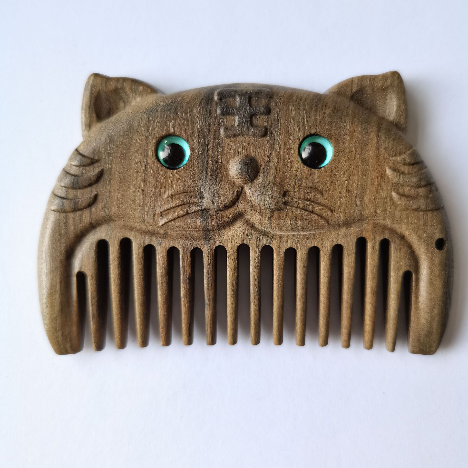 沉贵宝十二生肖卡通迷你梳 绿檀动物小梳子 单面雕花细齿木梳