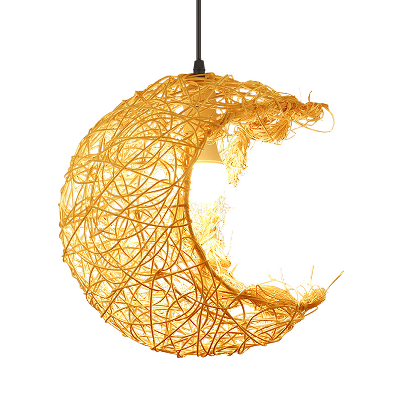 Southeast Asia Rattan-Weaved Ceiling Lamp Creative Hand Weaving Retro Lampshade Personality Hot Pot Restaurant Bird's Nest Bamboo House Chandelier