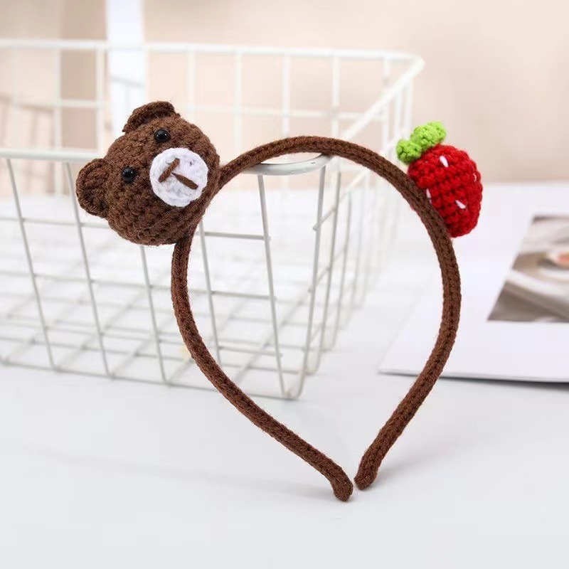 Cartoon Graceful and Cute Big Eyes Frog Headband Hair Clip Face Wash Wool Knitted Headband Non-Slip Hair Pressing Headwear Women