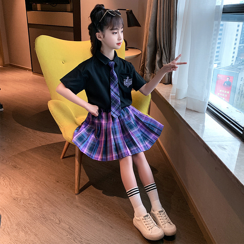 女童夏季jk制服学院风套装2021新款女孩日系休闲水手服儿童百褶裙