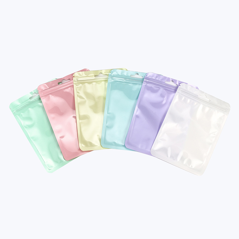 Macaron Color Ziplock Bag Holographic Bag Thickened Transparent Color Bone Bag Ornament Sealed Pocket Makeup Brush Packaging Bag