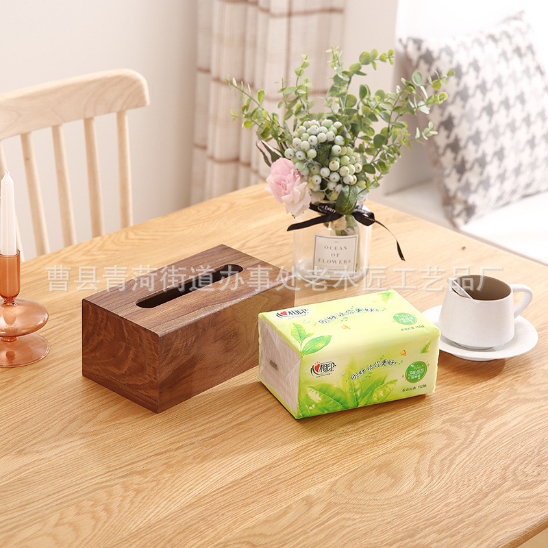 Storage Box Solid Wood Tissue Box Household Living Room Tissue Box Coffee Table Bedroom Tissue Box Wooden Tissue Storage Box