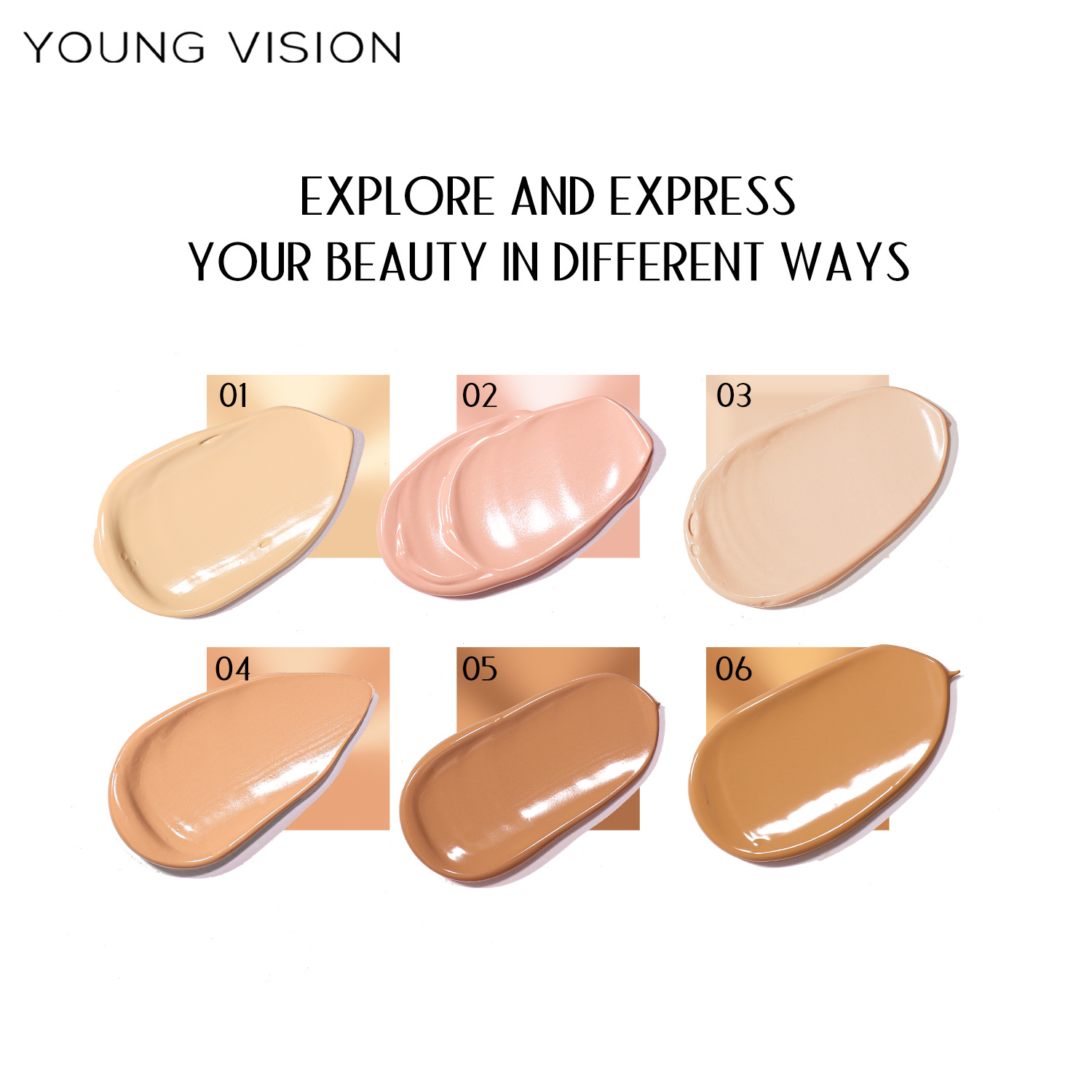 Young Vision 6 Color Matte Liquid Foundation Concealer Spot Acne Marks Wheat Color Repair Foundation Cream
