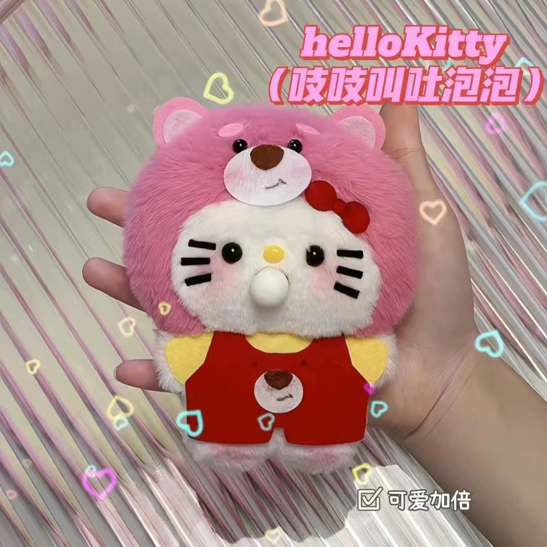 Hellokitty Bubble Doll Strawberry Bear Hello Kitty Creak Pendant Squeezing Toy Handmade DIY Doll