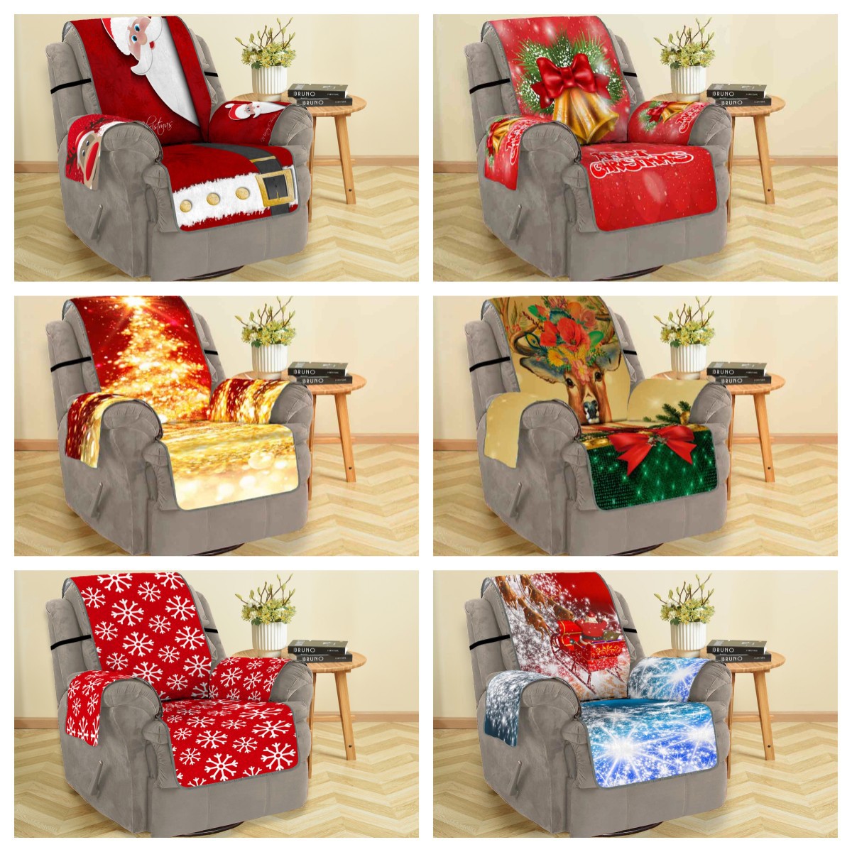 [Elxi] Christmas Red Ball 3D Digital Printing Sofa Cover Factory Direct Sales Sofa Cushion Sofa Dust-Proof Pad