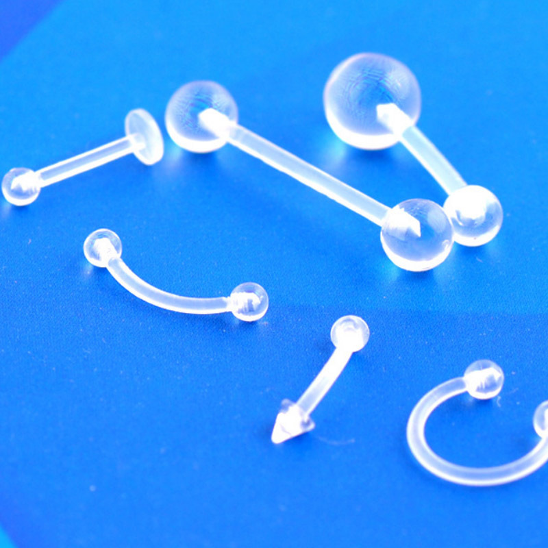 European and American Fashion Cool Acrylic Transparent Belly Ring Eyebrow Ring Tongue Barbell Nose Ring Body Piercing Kit Wholesale