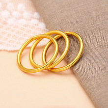 越南沙金素圈戒指指环黄铜镀金简约时尚女士闭口戒指手戒饰品礼物