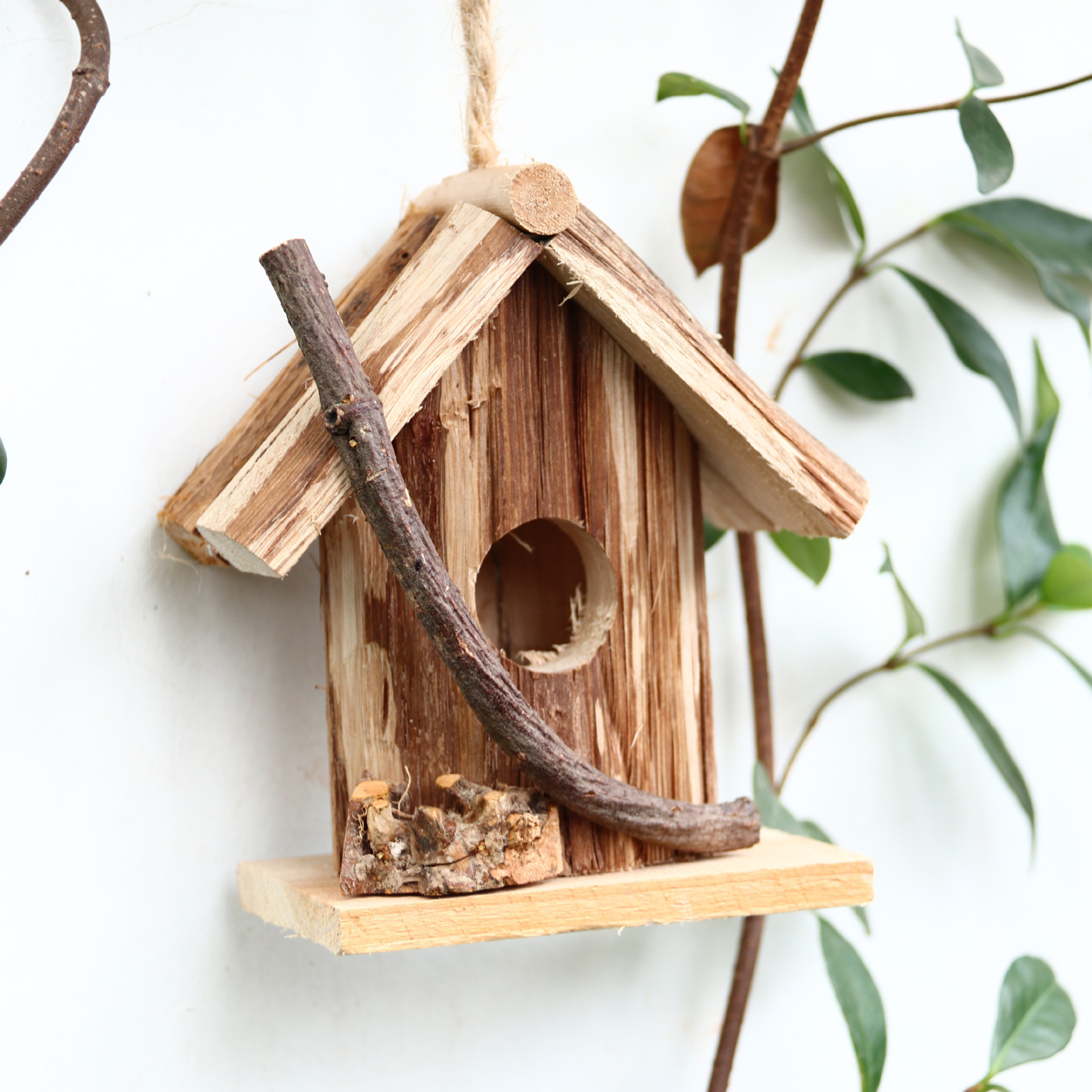 天然森系鸟屋草木藤手工小木鸟房子鸟窝鸟巢杂货花园庭院装饰摆件