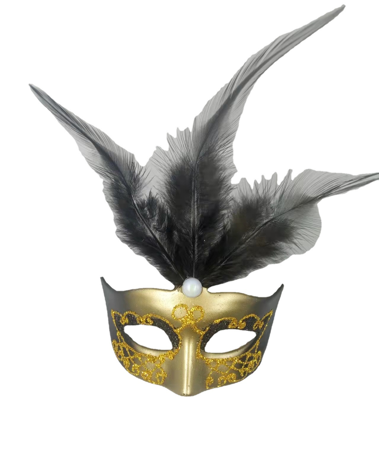 Masquerade Doll Decorative Mask Mini Small Mask with Feather Small Mask Stage Decorative Mask