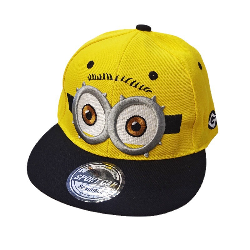 Korean Style Children's Flat Brim Hat Cartoon Embroidered Cute Eyes Hip Hop Hat Kids Baseball Cap Outdoor Peaked Cap