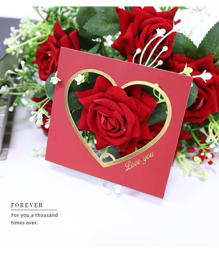 泽祥七夕情人节礼物心形贺卡鲜花花束包装配饰偷心卡花束卡片寄语